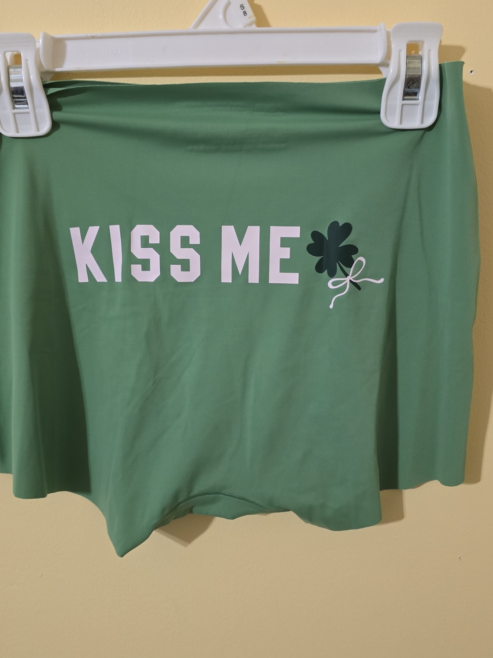 Victoria's Secret Green Mid Rise Boyshort Panties with White 'KISS ME' Print
